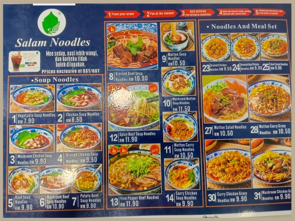 Senarai Menu Salam Noodles Malaysia