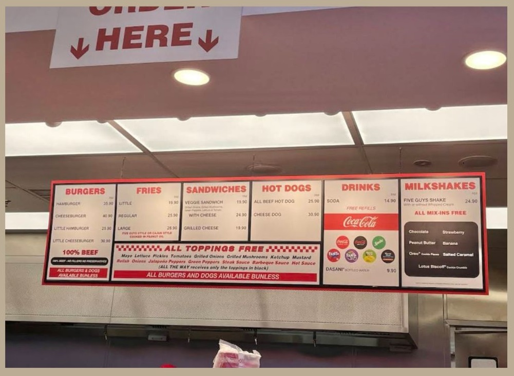 Senarai menu five guys malaysia