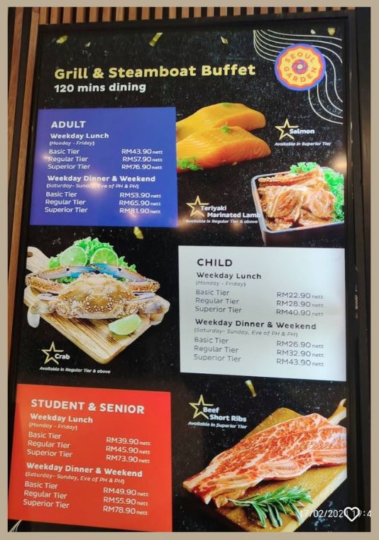 Senarai menu seoul garden malaysia