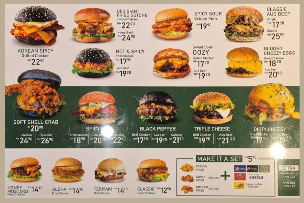 senarai menu The BRGR Malaysia